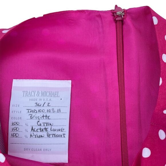 Tracy and Michael Pink White Polka Dot Dress 60’s Petticoat Vintage Women 6 - Picture 5 of 7